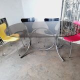 Large chrome and smoked glass table from the 70s