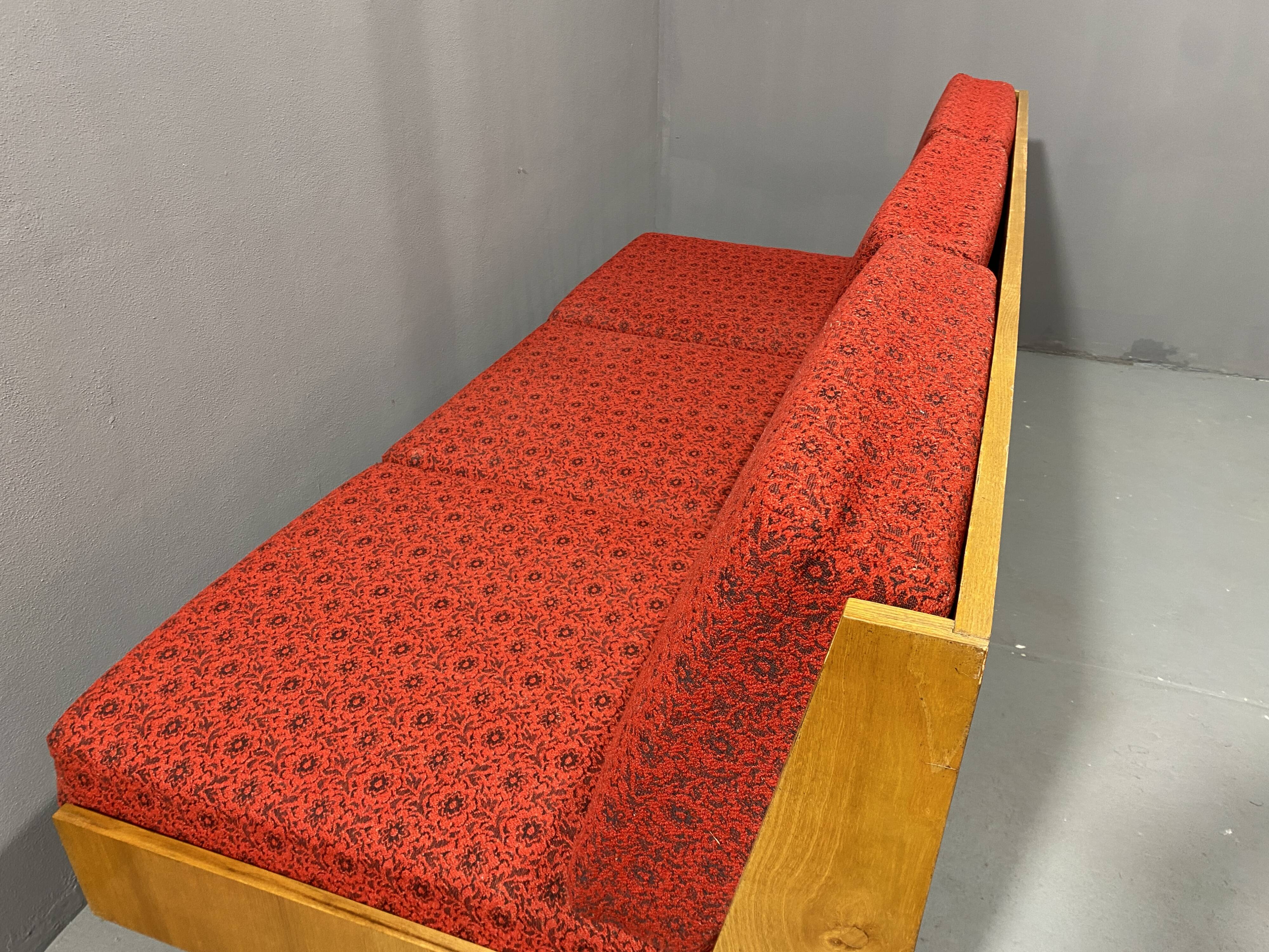 Mid-century folding sofa bed by Drevotvar, 1970s, Czechoslovakia