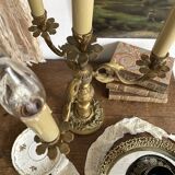 Chandelier lamp with 4 lights in gilded bronze.