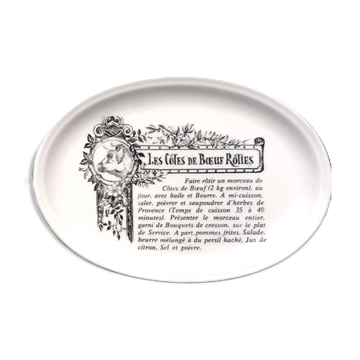 Oval white plate in Gien earthenware.