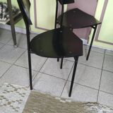 Pair of 1980s design chairs in metal and black lacquered wood