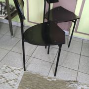 Pair of 1980s design chairs in metal and black lacquered wood