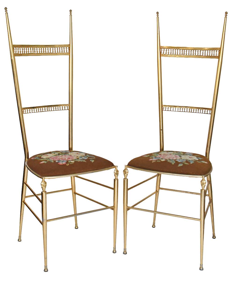 Pair of Chiavari chairs with high backrest