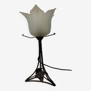 Old opaline lamp water lily