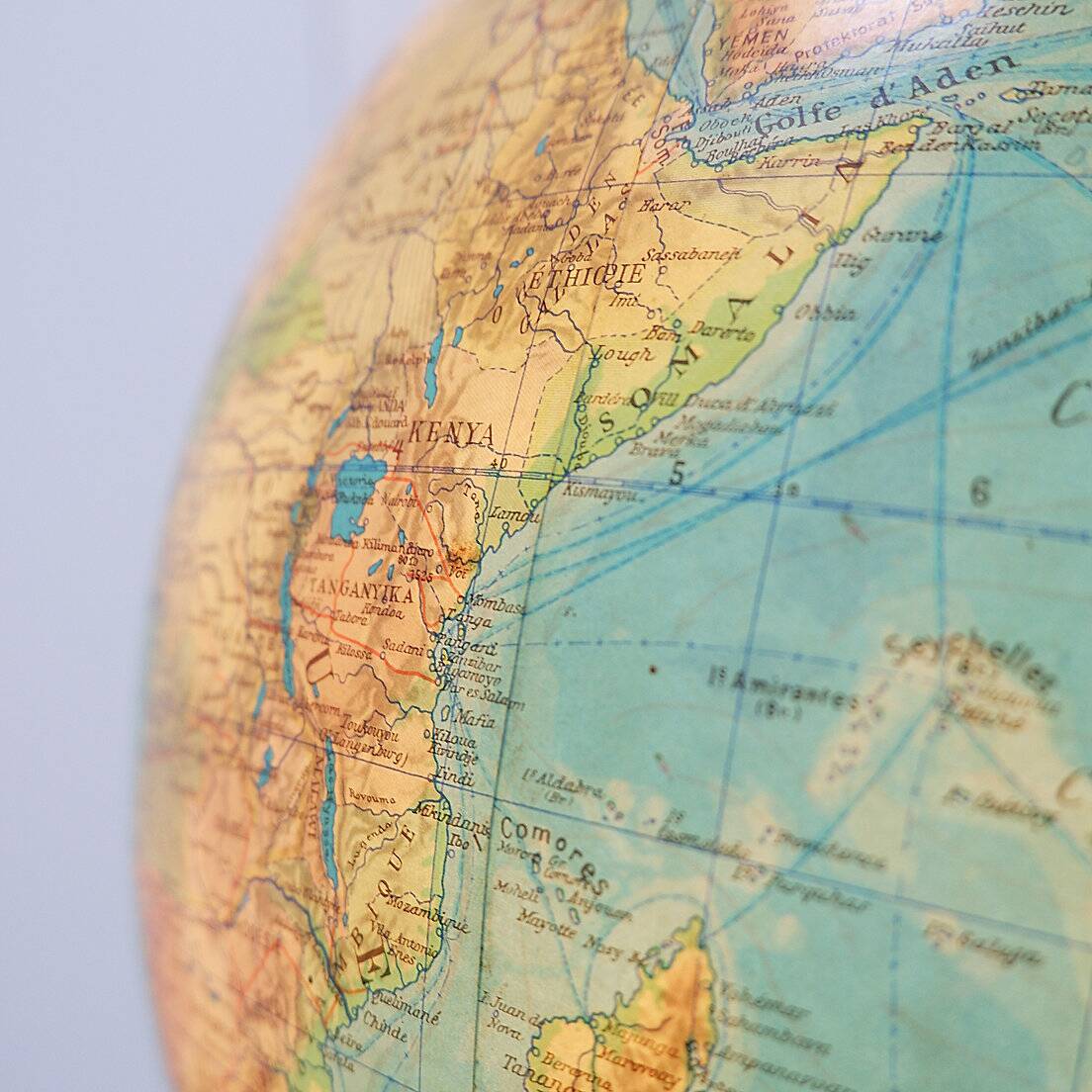 Glass & brass luminous world map by Paul Oestergaard for Colombus Verlag - 1950s