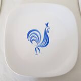Set of 6 Longchamp dessert plates hand painted blue rooster