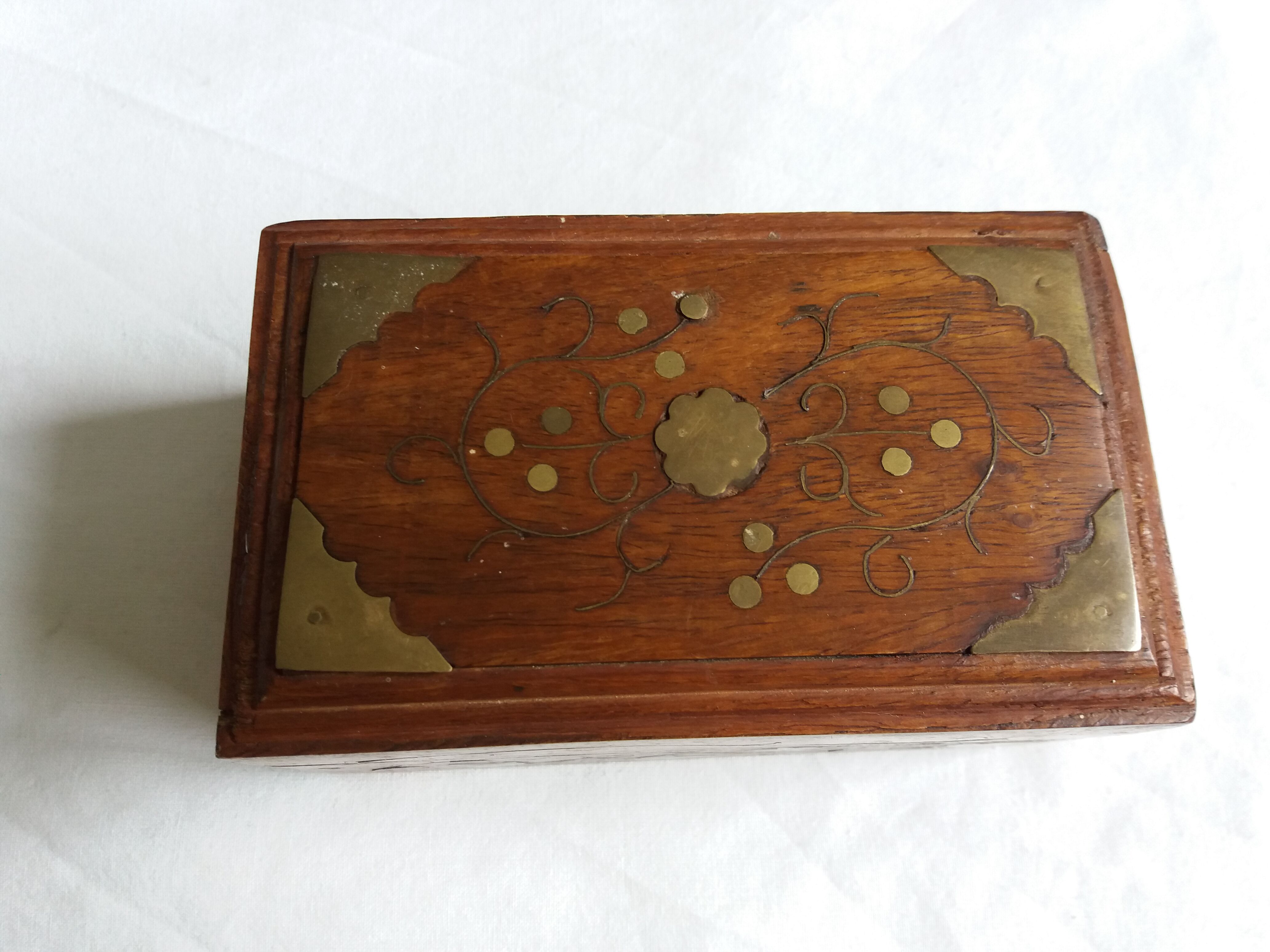 Wooden box inlays brass