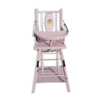 High chair in purple baby wood
