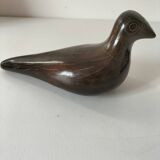 Colombe sculpturale en céramique brun chocolat, 20ème siècle