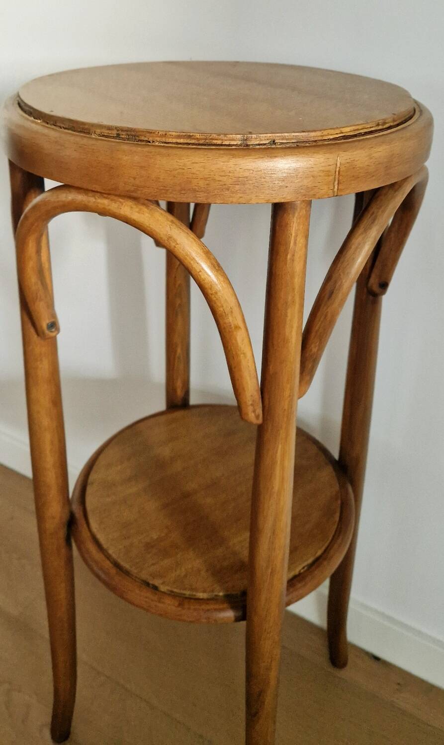 1940s curved wood side table