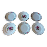 Mismatched set of 6 rose motif plates