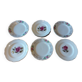 Mismatched set of 6 rose motif plates