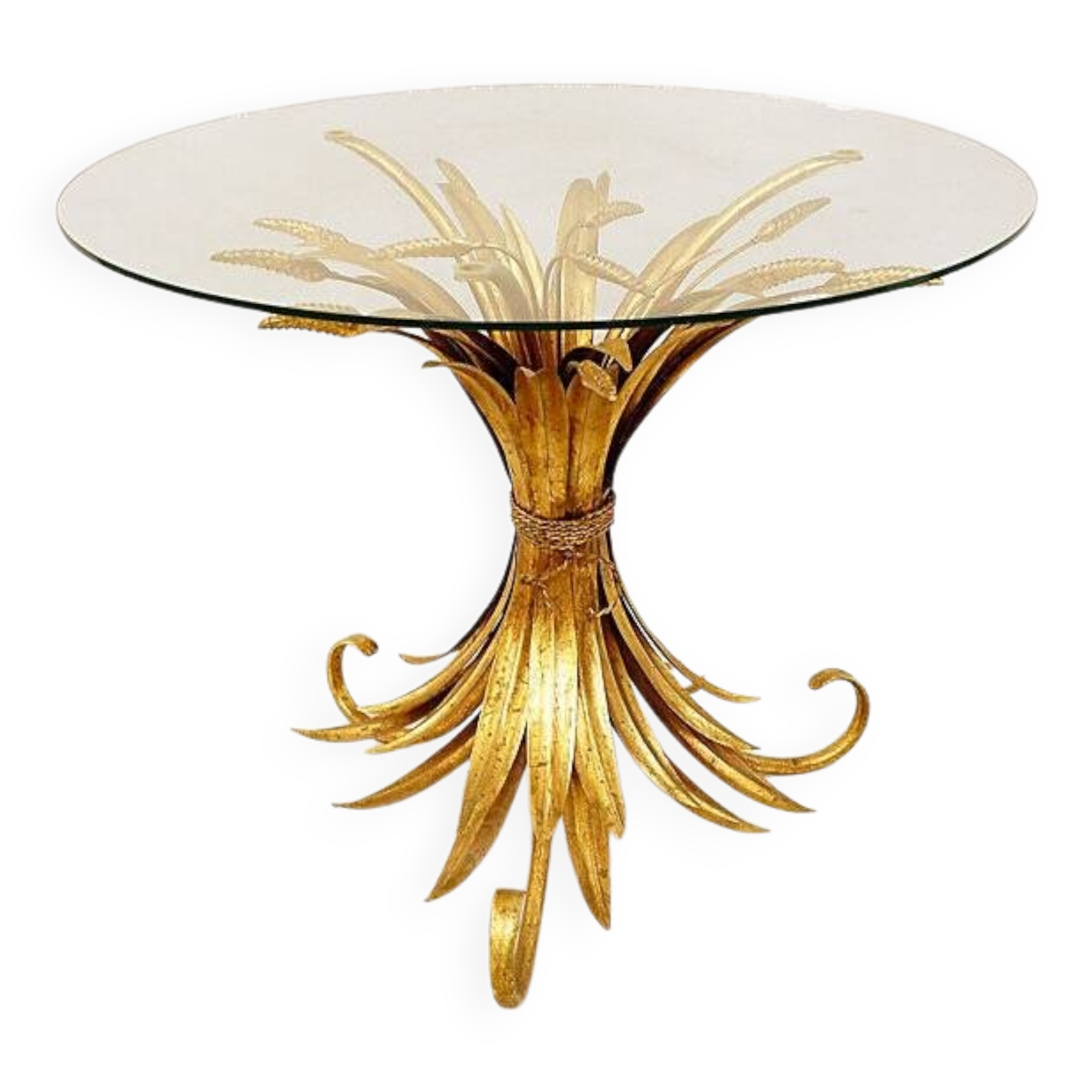 Vintage Gilt Metal Sheaf of Wheat Coffee Table