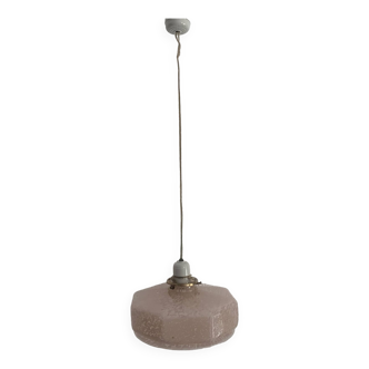 Vintage pendant light 1930 pink glass cloud chandelier - 60 cm