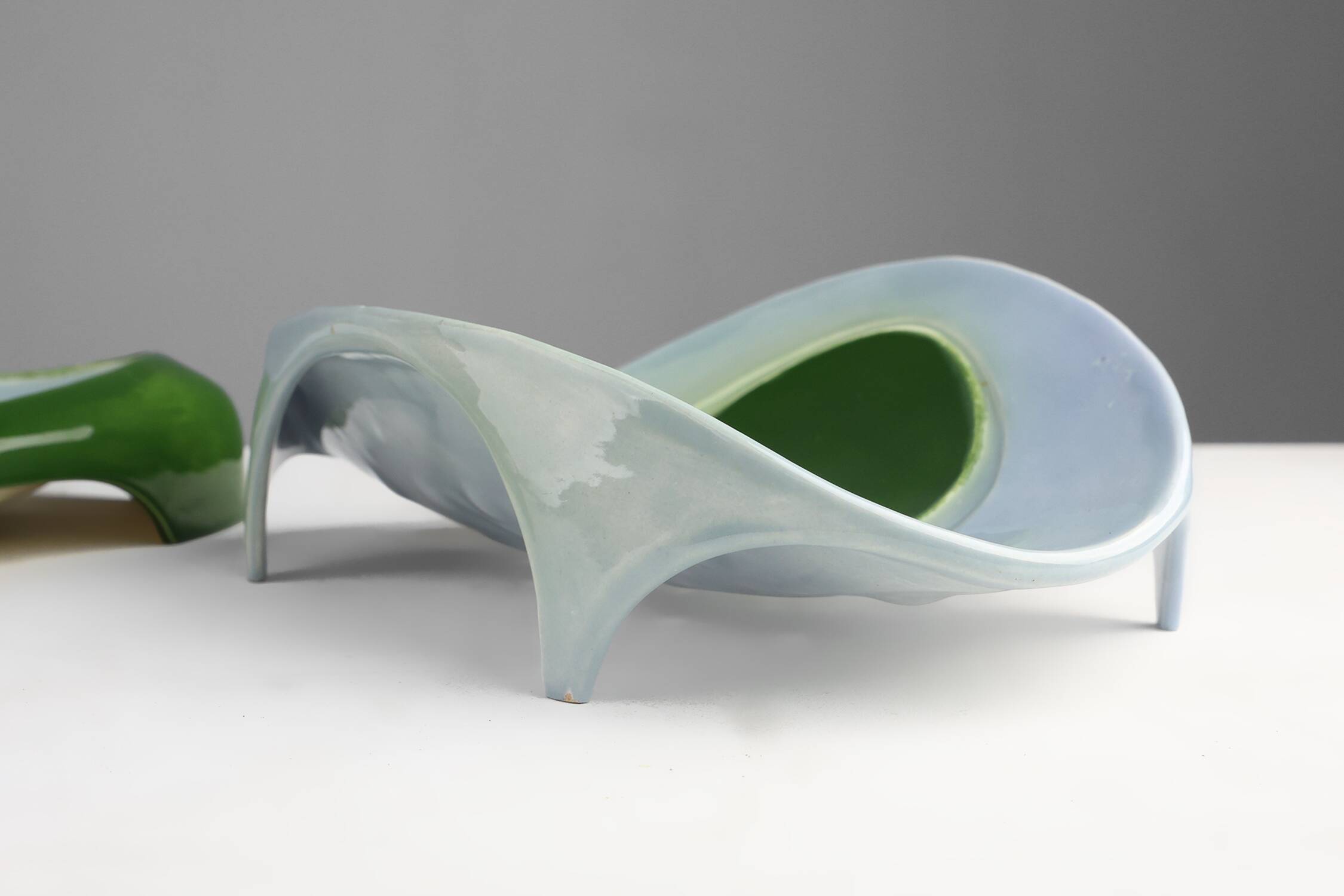 Rare Art Nouveau ceramic 3-piece asparagus set by Julius Dessler, Austria