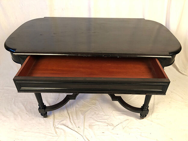 Napoleon III desk, blackened wood and ebony veneer top