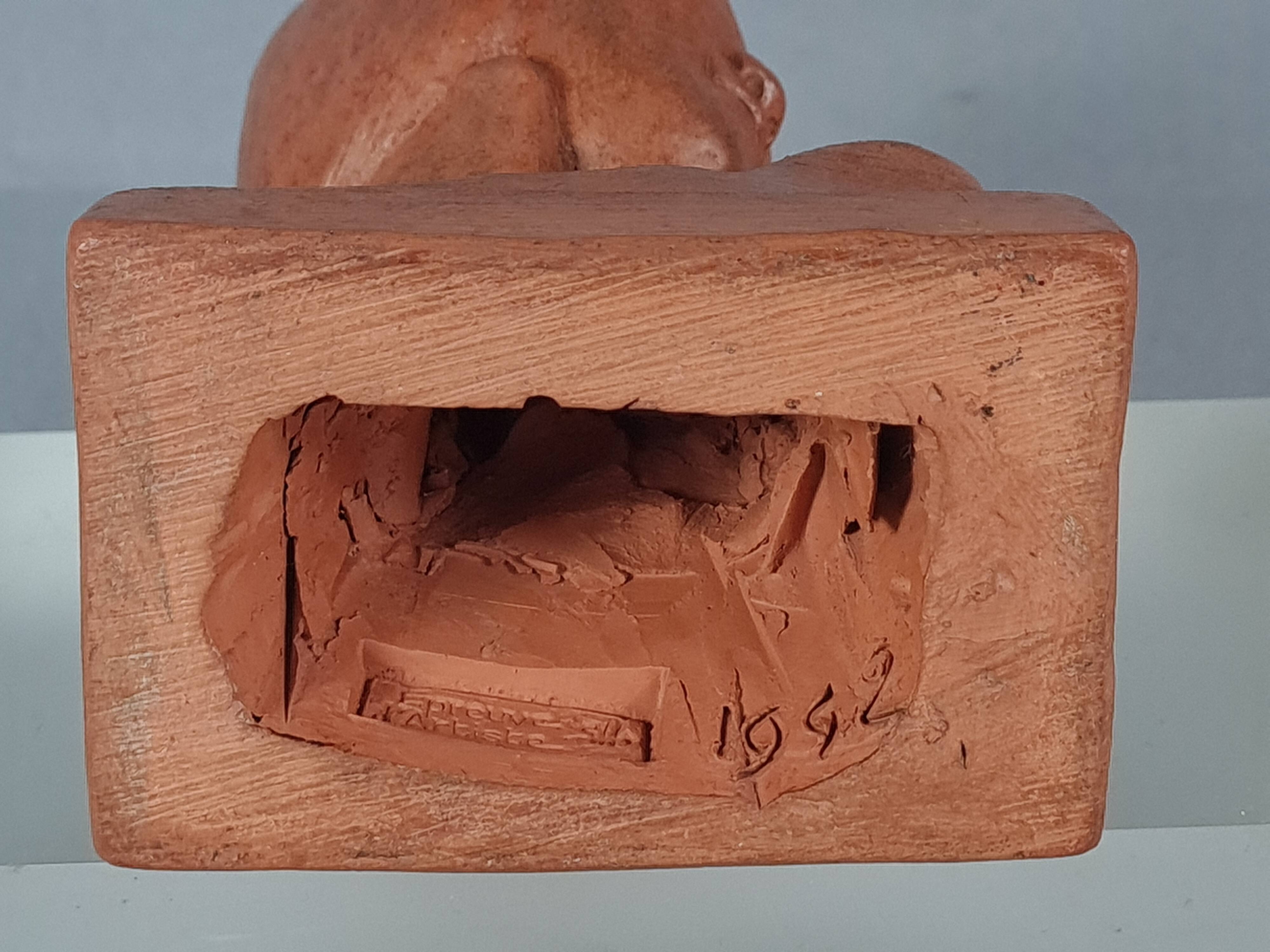 Gaston Hauchecorne bust of young woman terracotta artist's proof dated 1942 Signed 085