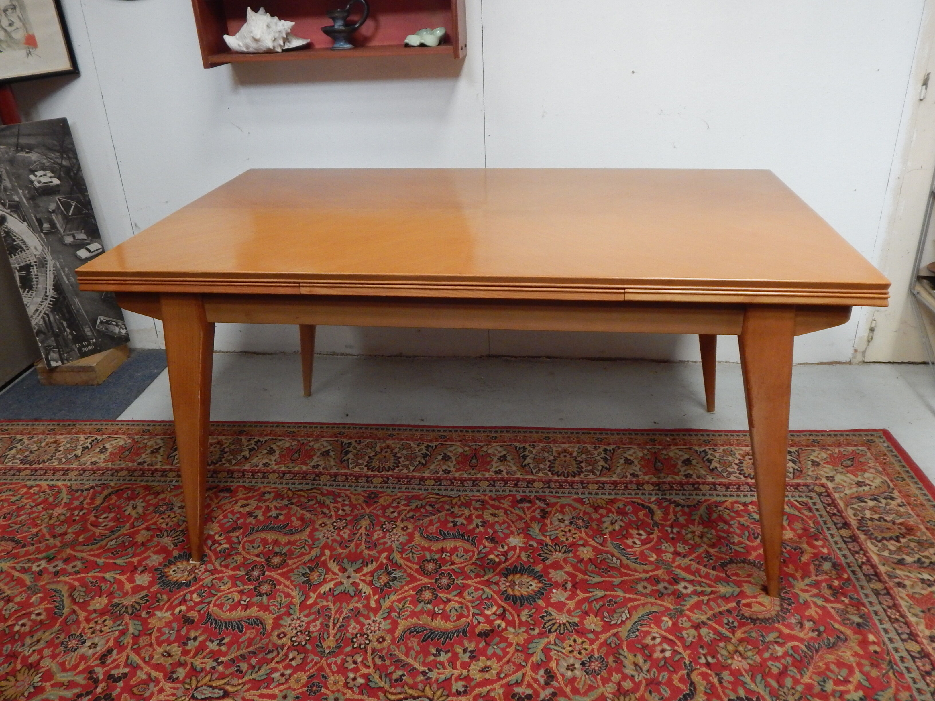 Extending table with vintage compass legs 50s