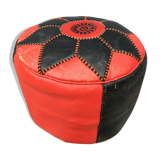 Moroccan leather pouf circa 1970