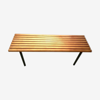 Bench / coffee table with slats structure wrought iron 1960s