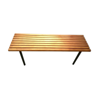Bench / coffee table with slats structure wrought iron 1960s