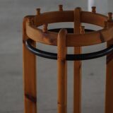 Modern Danish, brutalist round coat rack in solid pine, cylindrical shape, 1970s.