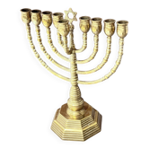 Candelabres vintage Menorah à 9 branches Judaica juive porte-bougies en laiton doré