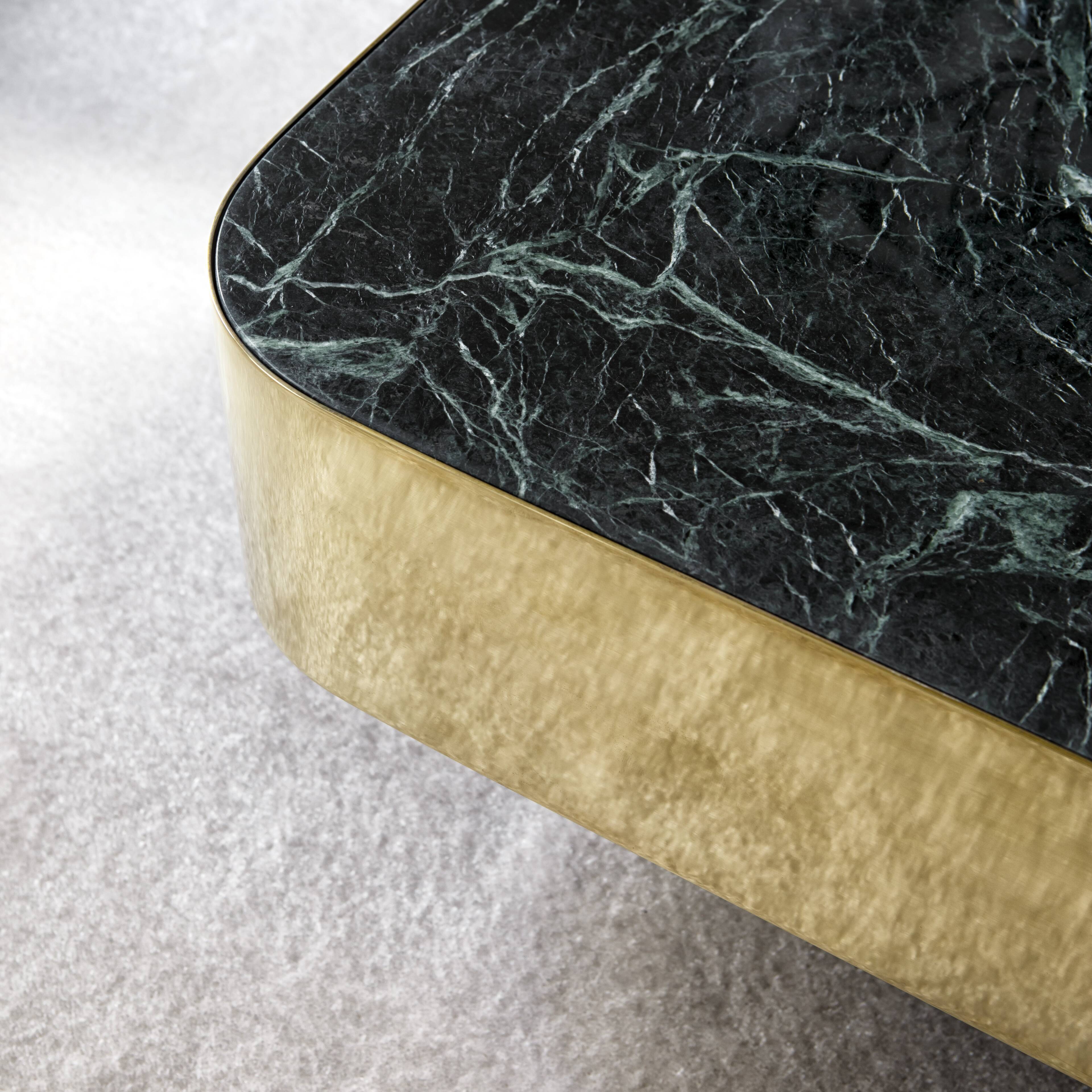 Coffee table lounge marble green brass wide
