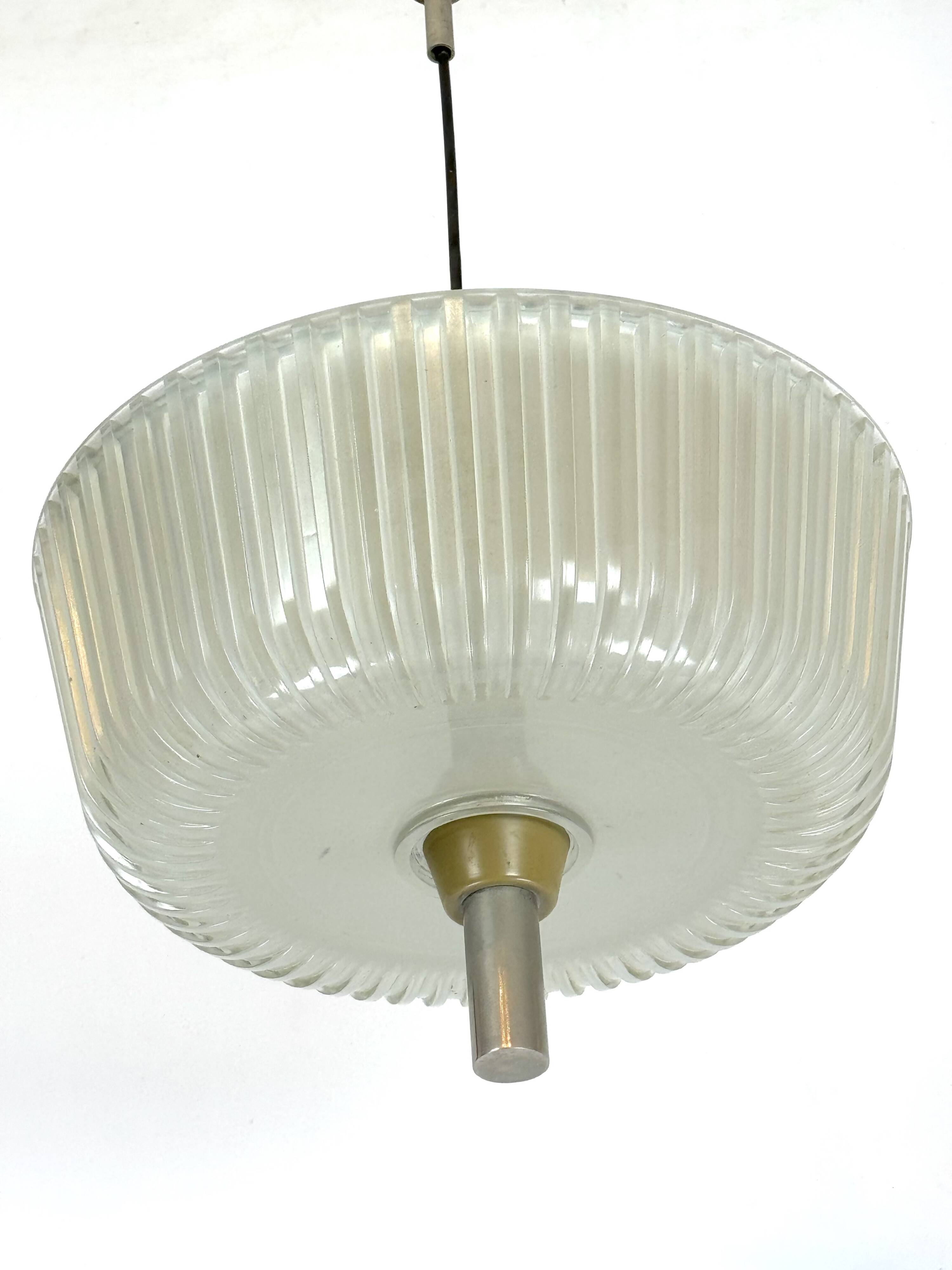 Seguso, Art Deco glass and metal chandelier from 40s