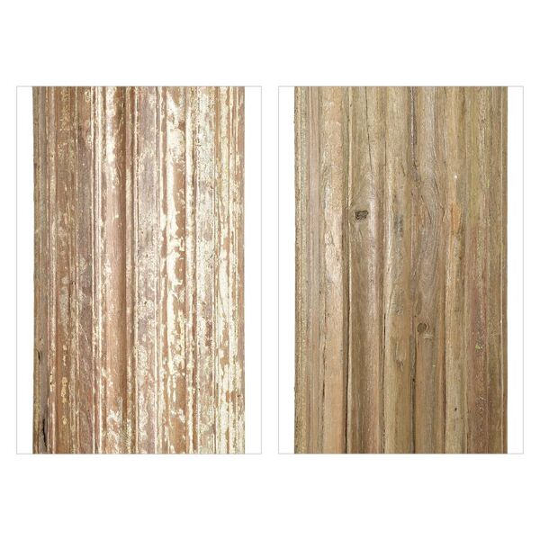 Colonnes antiques en bois patiné et socle en pierre