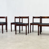 Set of six leather "Carimate" dining chairs by Vico Magistretti for Cassina