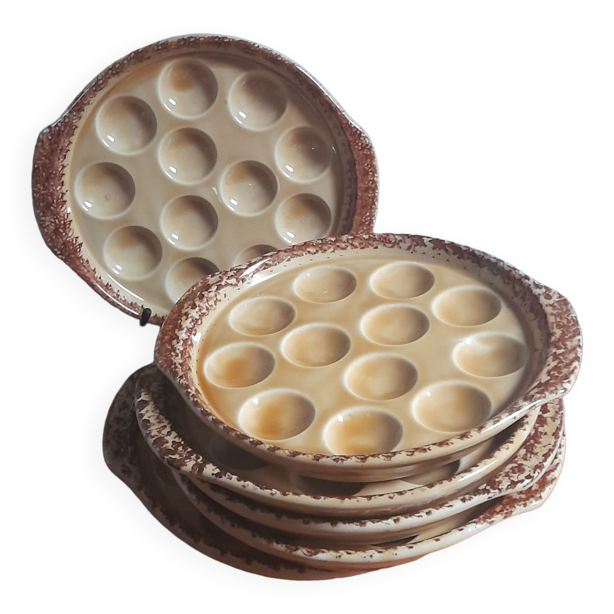 6 dishes/plates with snails, Gien factory