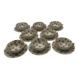 Set of 8 Limoges porcelain coffee cups from France with floral and gold pattern