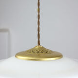Mid-century Cascade Brass and Opaline Pendant Lamp