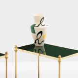 Pair of neoclassical lacquered brass side tables by Maison Jansen, 1970
