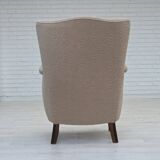 1960s, Danish armchair, blend wool fabric, beech wood.