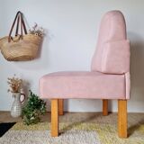 Vintage fan-back armchair – Art Deco style – Powder pink