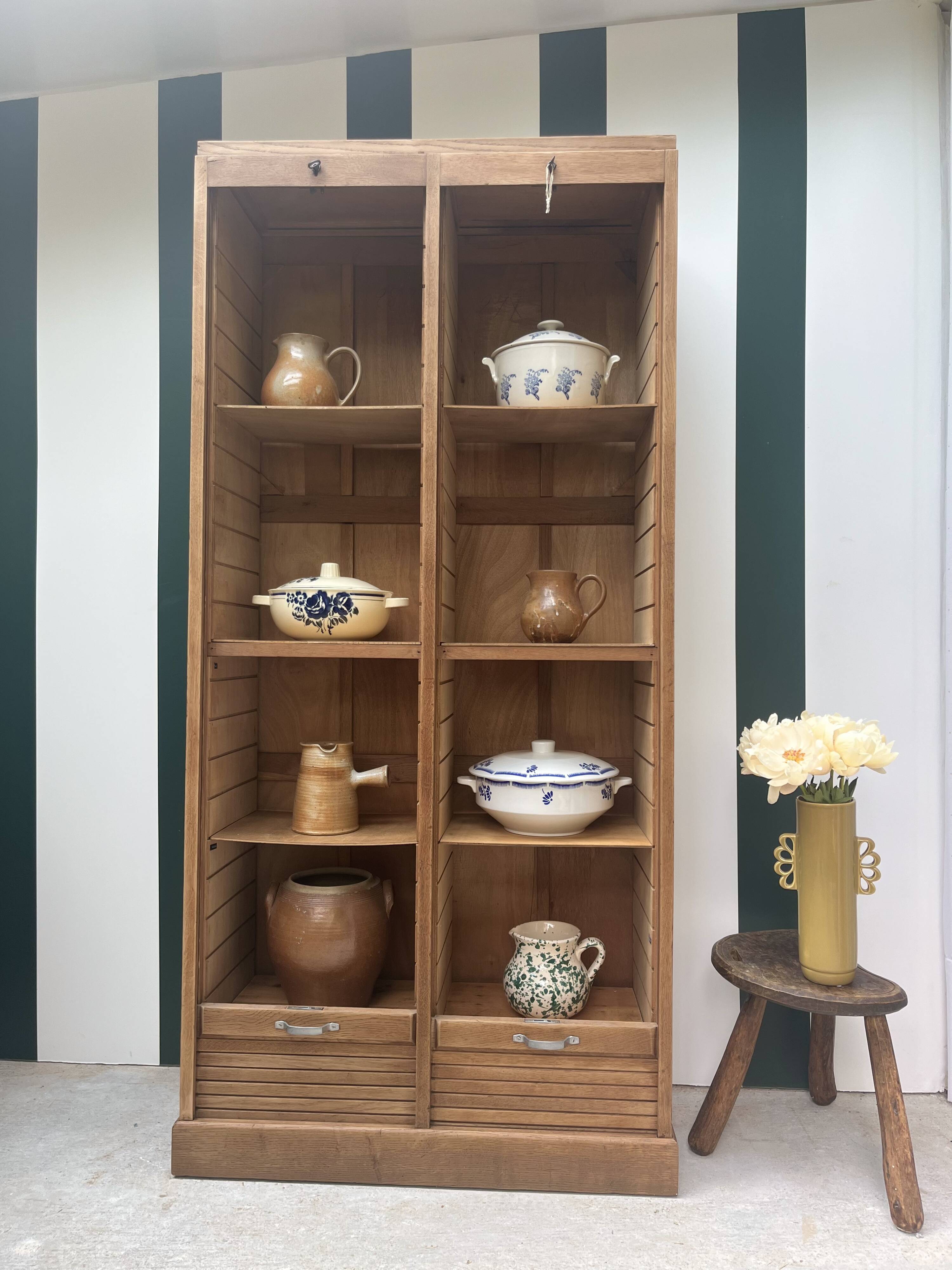 Filing cabinet with curtains