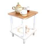 Wooden chalk bedside table and its stencil