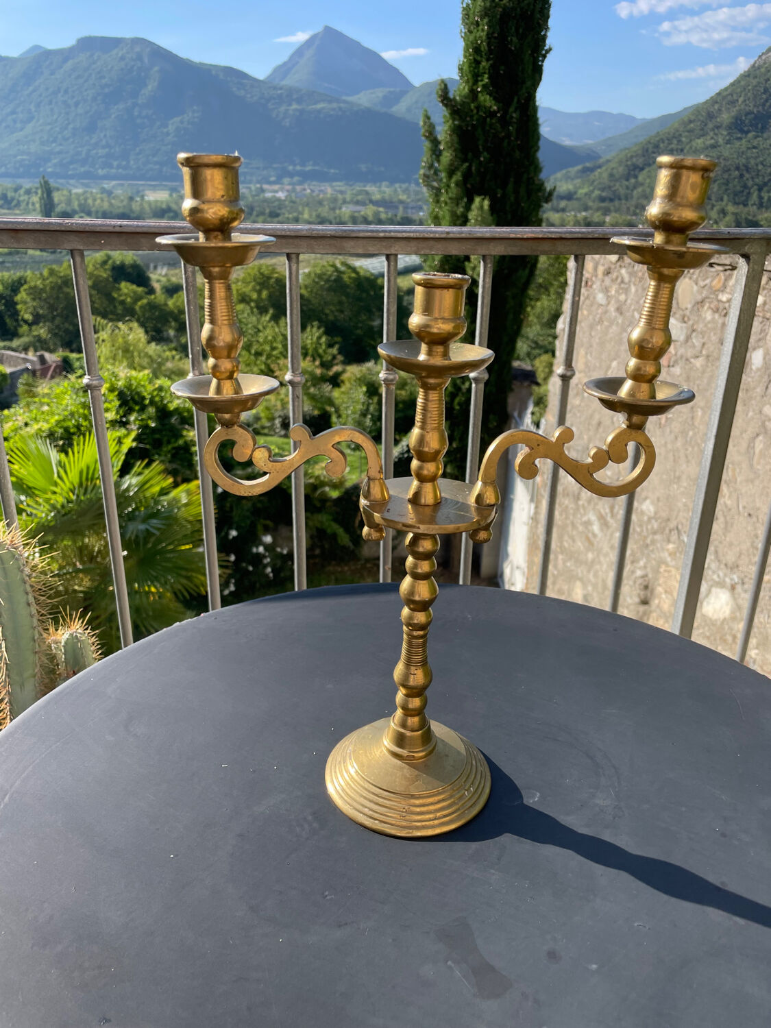 Old brass candle holder