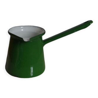 Green enamelled vintage milk jug