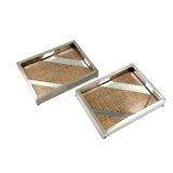 Hollywood regency set of 2 trays / vide poche, Tommaso Barbi Italy 1970s