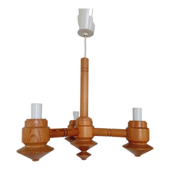 Turned wood chandelier