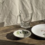 Large glass water jug with handle, hexagonal base, H15 D20.