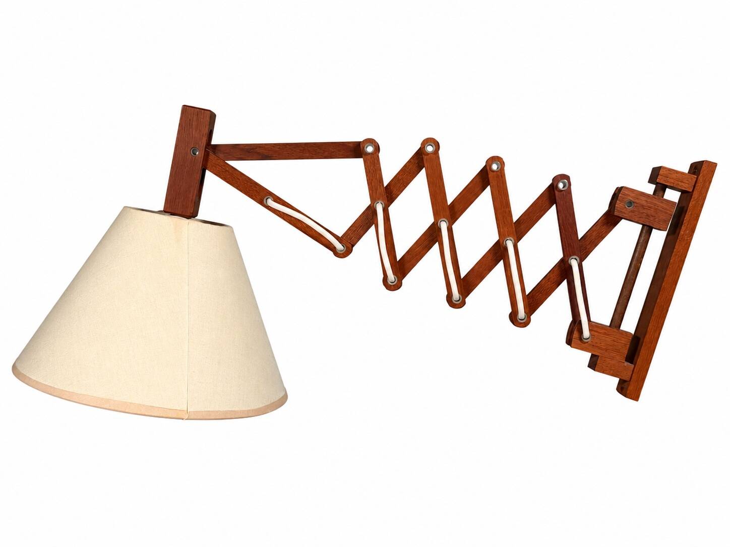 Applique murale des années 1960 1970, lampe ciseaux en teck, Danemark, design danois