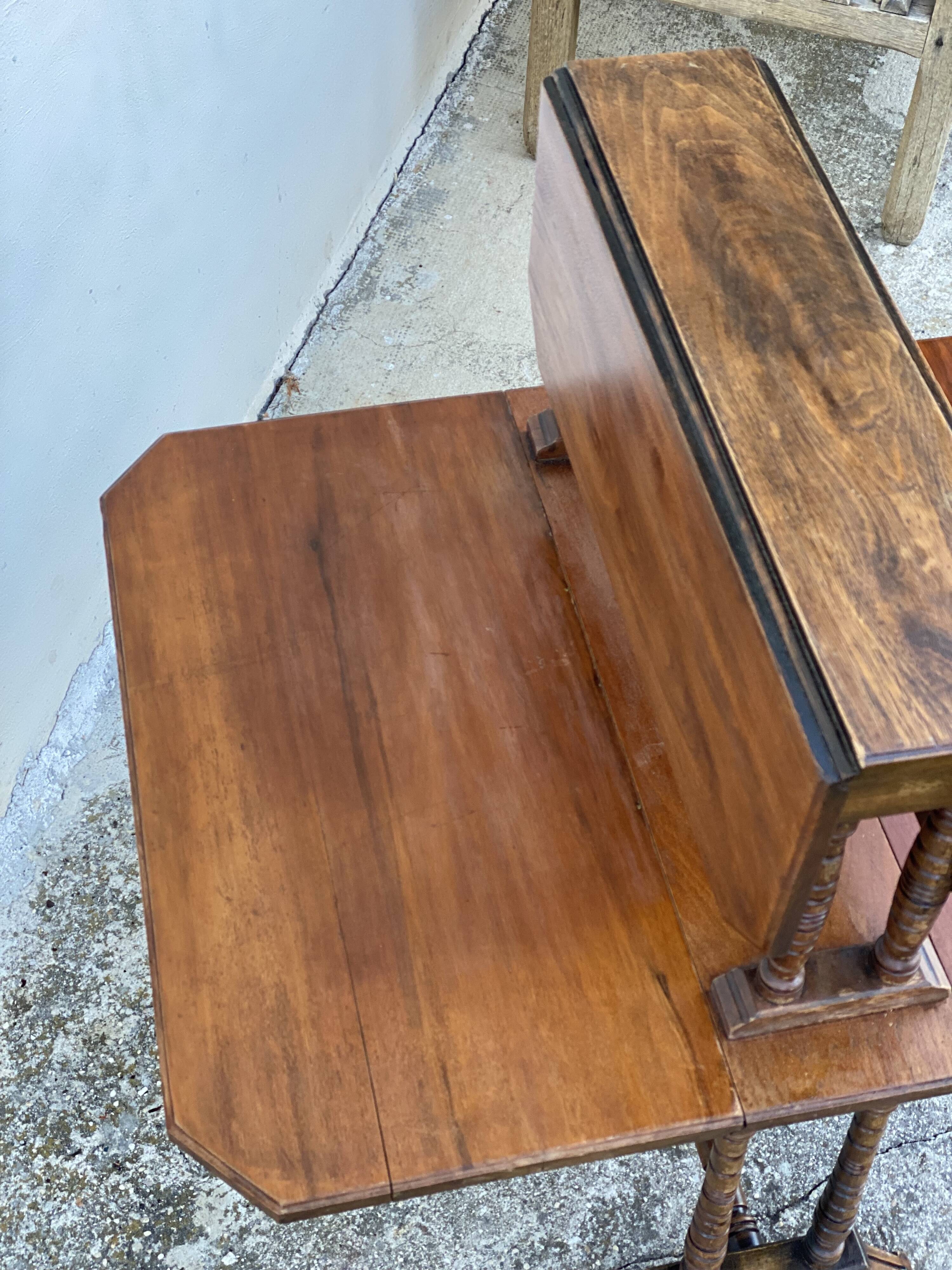 Table à volets gatleg modulable à 2 plateaux vintage 1950