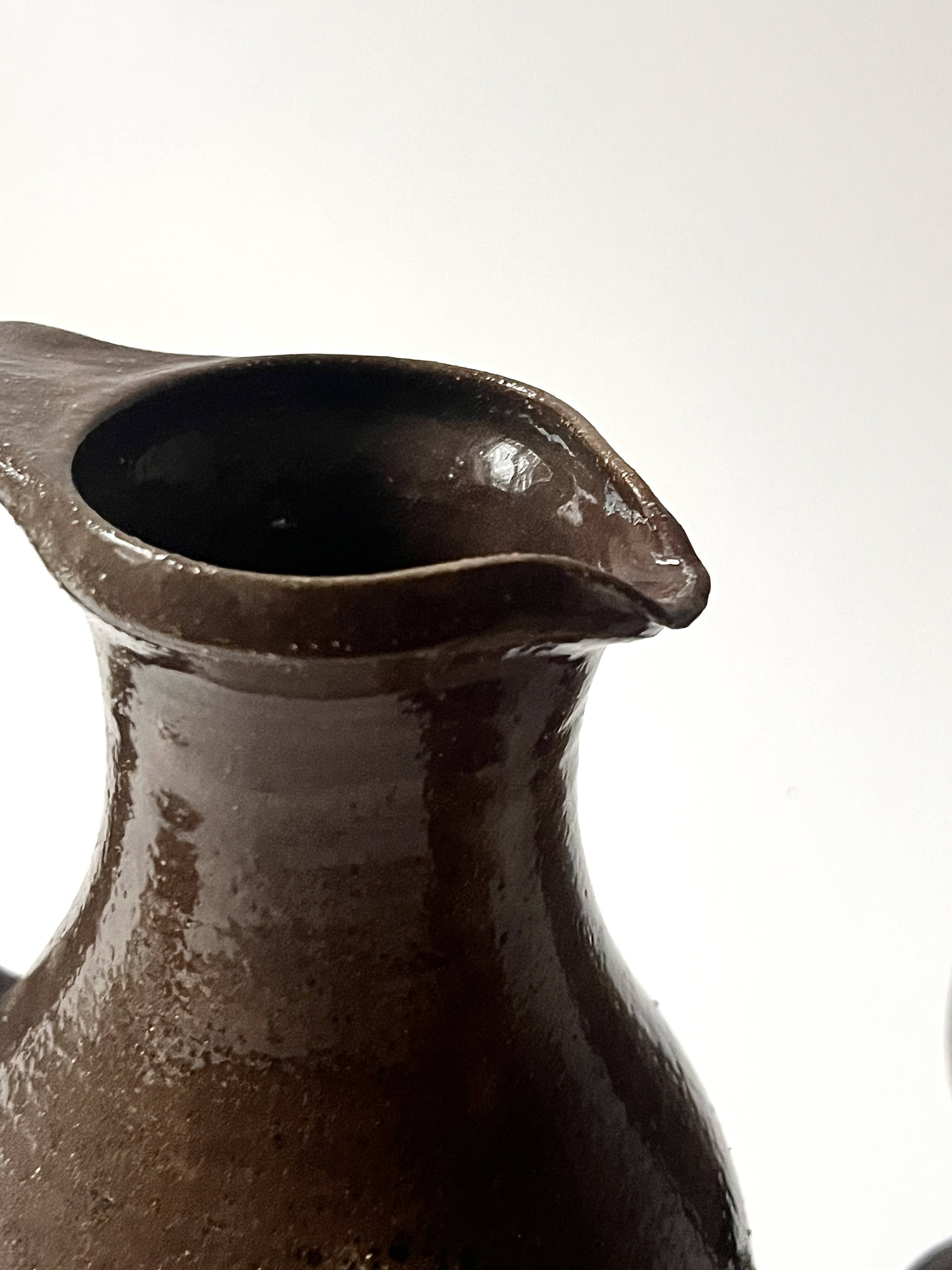 vintage red stoneware carafe vase from around 1970