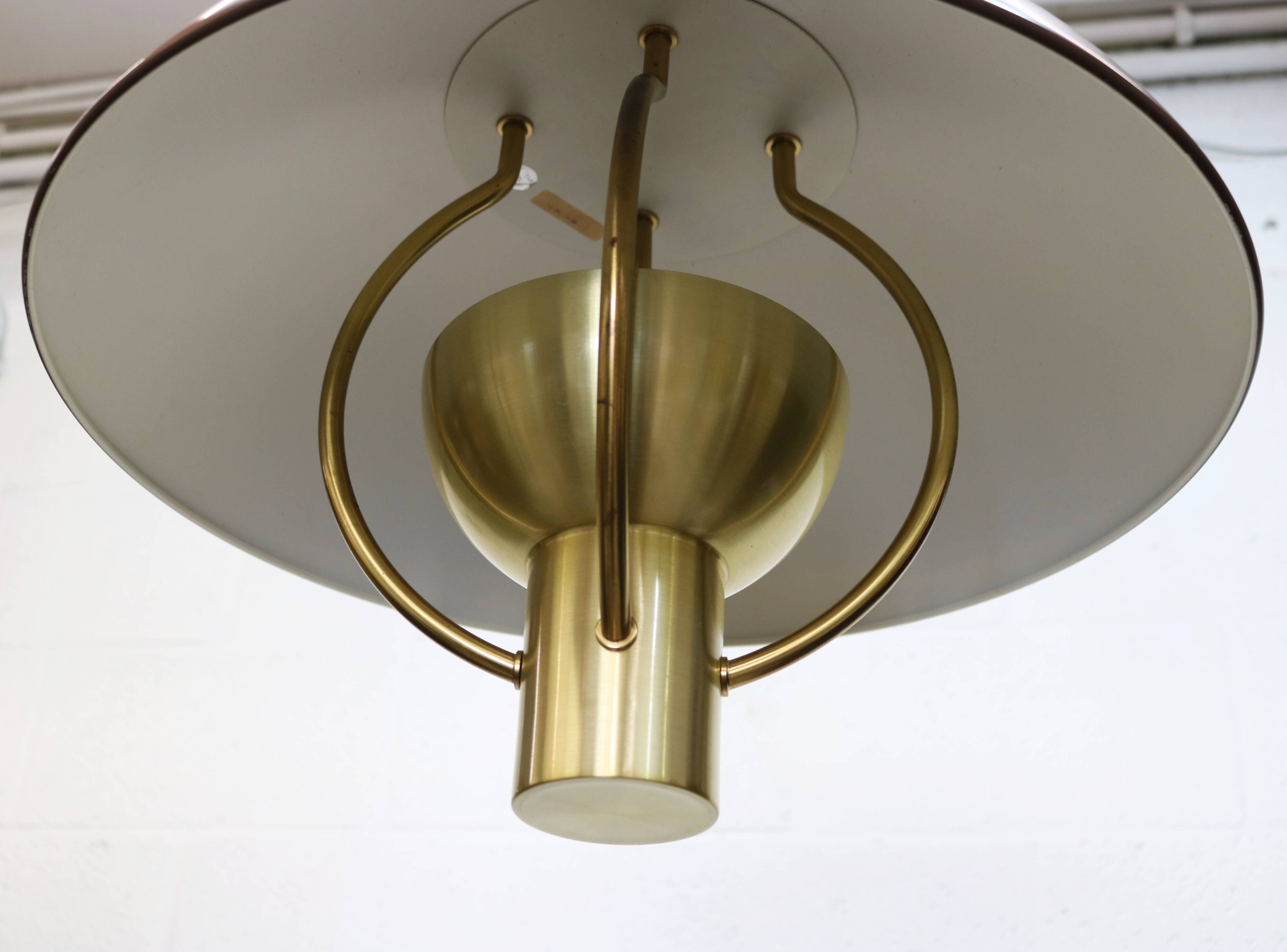 Fog and Morup Mid Century Modern Brass Pendant Lamp, Danish 1960s Brown XL