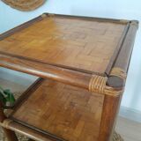 3-tier rattan and bamboo shelf from the 70s vintage