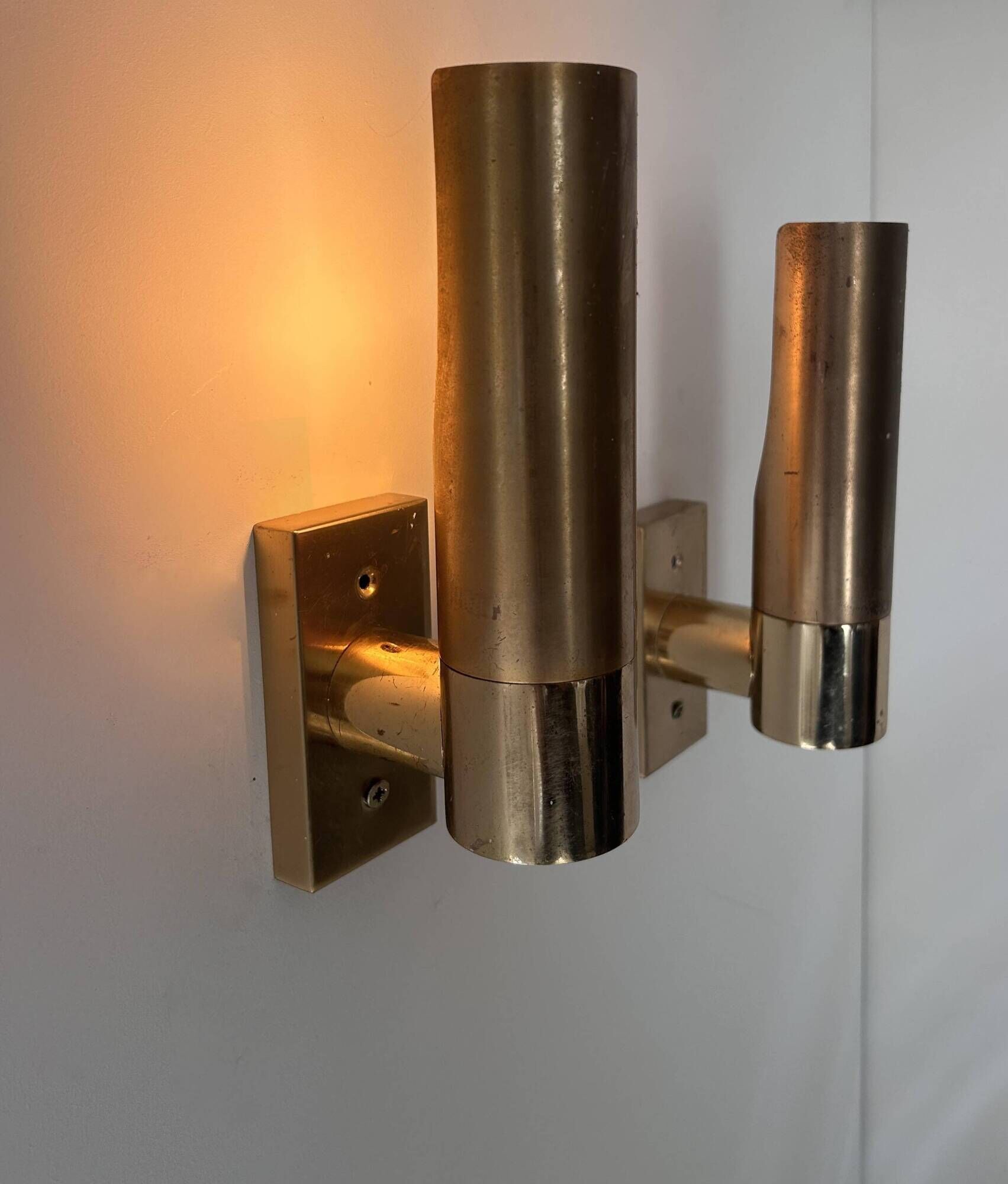 Pair of vintage adjustable wall lights, brass, France 1960